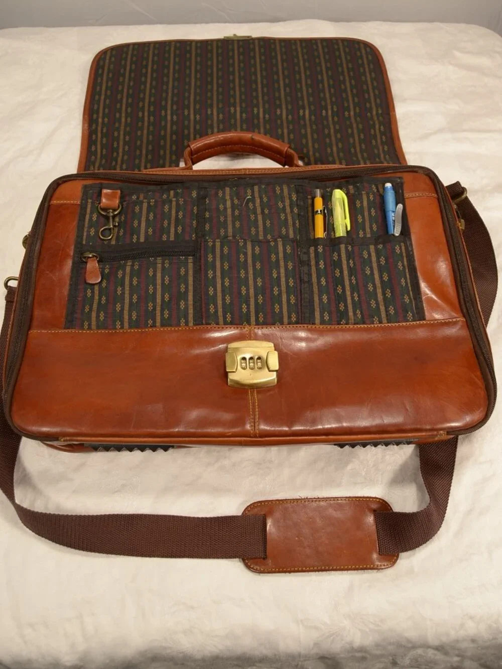 Piquadro Nicolai Leather Laptop Bag Briefcase - Made in Italy